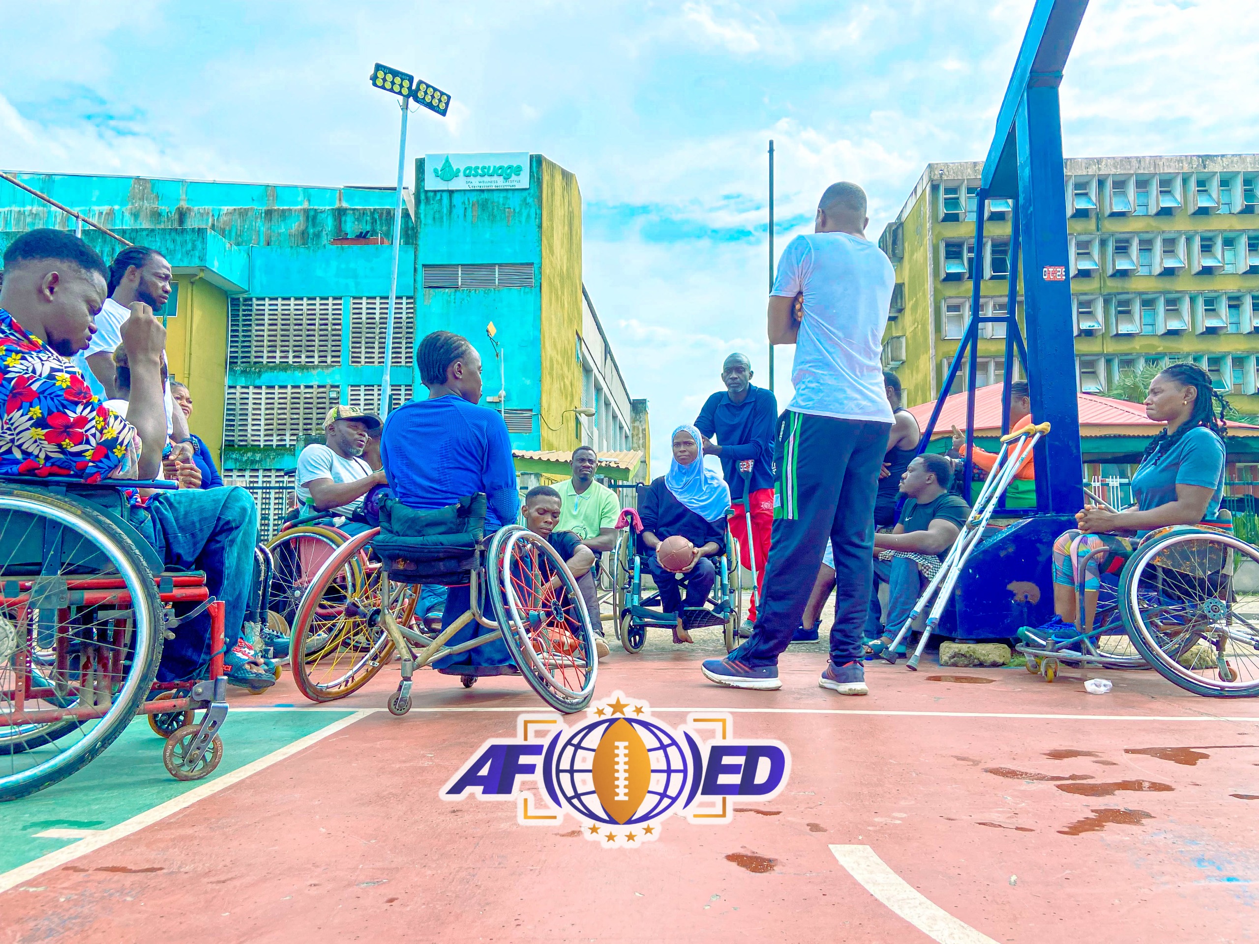 Wheelchair American Football Practice