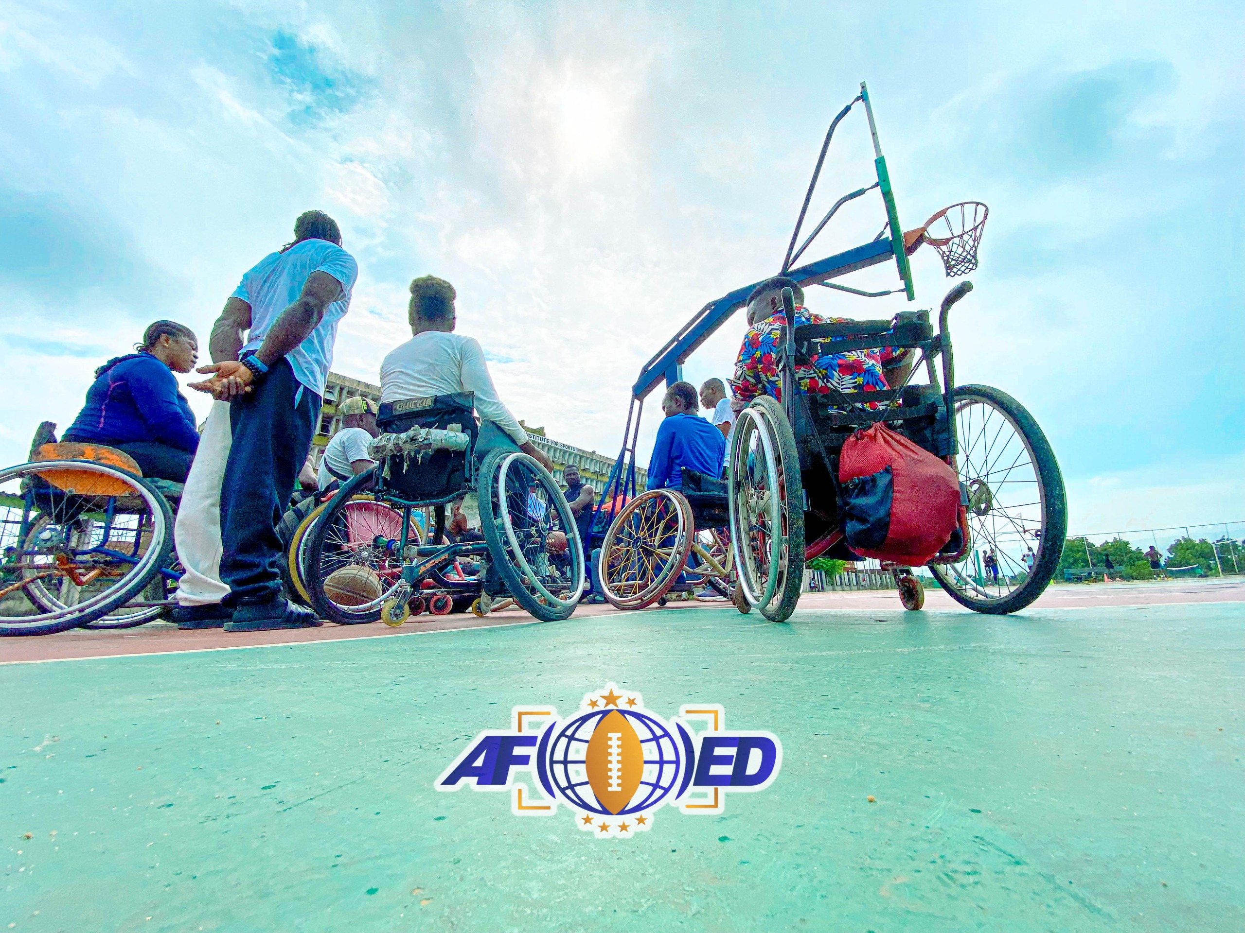 Athlete demonstrating ball-handling skills from a wheelchair