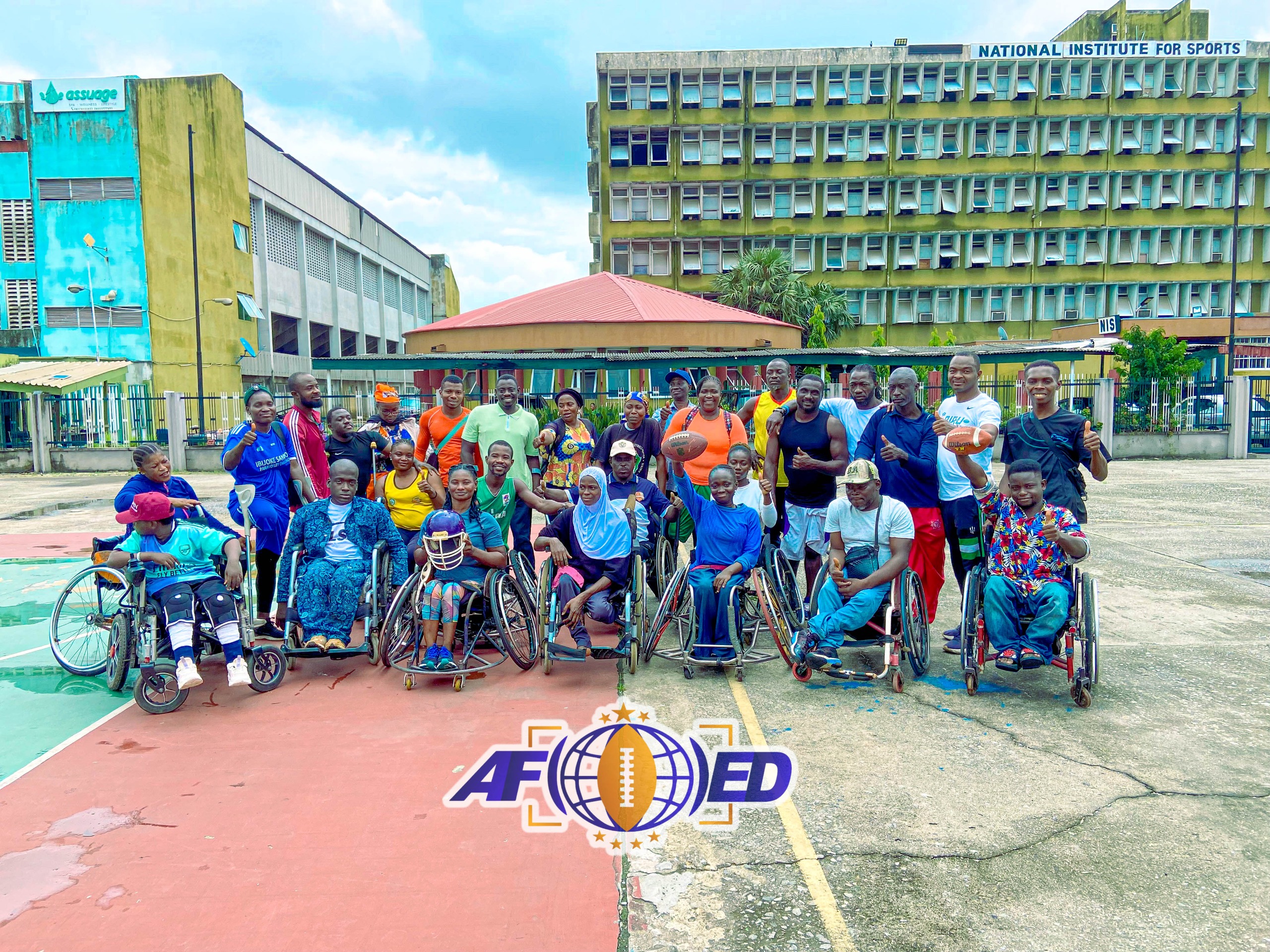 Wide view of the wheelchair football training venue — the beginning of a movement